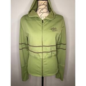 Roxy zip front stretch hooded fitted jacket L